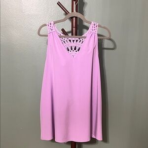 SHEIN Pink Crochet Neck Tank Top